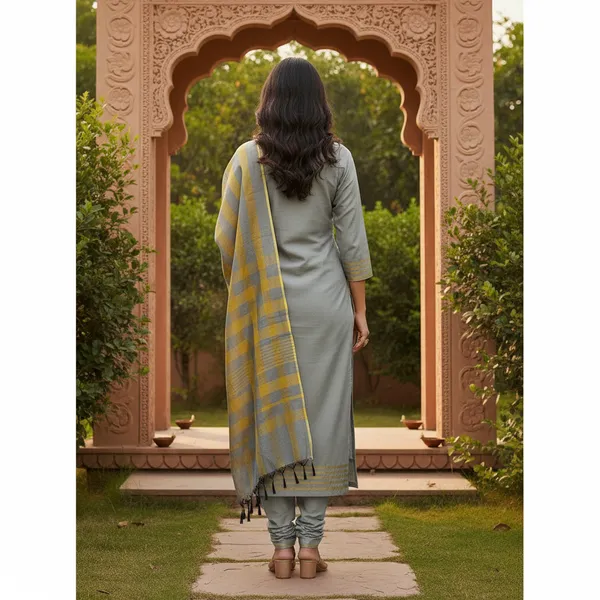 Grey_Banarasi_Cotton_Silk_Plain_Zari_Striped_Border_Unstitched_Suit_Set_with_Dupatta_|_Womens_Festive_Ethnic_Wear