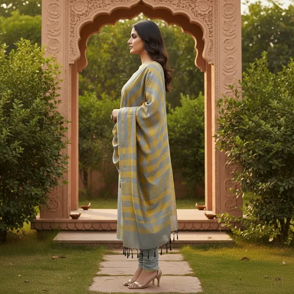 Grey_Banarasi_Cotton_Silk_Plain_Zari_Striped_Border_Unstitched_Suit_Set_with_Dupatta_|_Womens_Festive_Ethnic_Wear