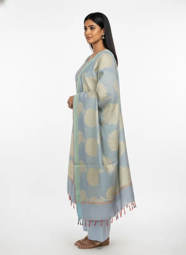 Light_Blue_Banarasi_Women's_Unstitched_Suit_Material_With_Dupatta_For_Women