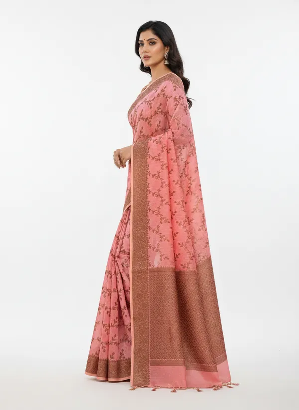 Light_Pink_Banarasi_Cotton_Silk_Thread_Weaved_Saree
