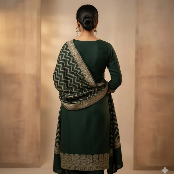Bottle_Green_Banarasi_Unstitched_Suit_Fabric_|_Cotton_Silk_Dress_Material_with_Zari_Weaving