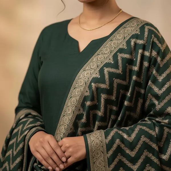Bottle_Green_Banarasi_Unstitched_Suit_Fabric_|_Cotton_Silk_Dress_Material_with_Zari_Weaving