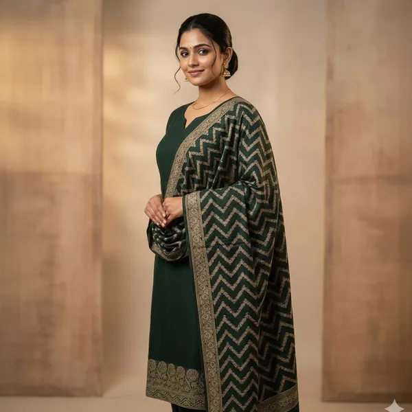 Bottle_Green_Banarasi_Unstitched_Suit_Fabric_|_Cotton_Silk_Dress_Material_with_Zari_Weaving