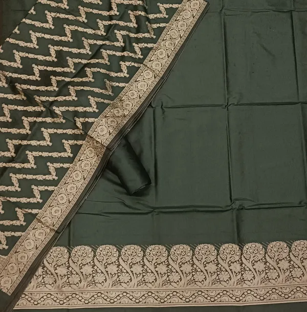 Bottle_Green_Banarasi_Unstitched_Suit_Fabric_|_Cotton_Silk_Dress_Material_with_Zari_Weaving