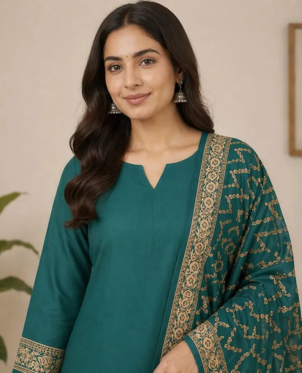 Green_Banarasi_Unstitched_Suit_Fabric_|_Cotton_Silk_Dress_Material_with_Zari_Weaving