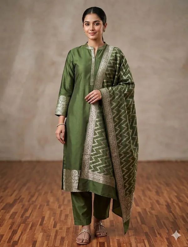 Mehndi_Banarasi_Unstitched_Suit_Fabric_|_Cotton_Silk_Dress_Material_with_Zari_Weaving