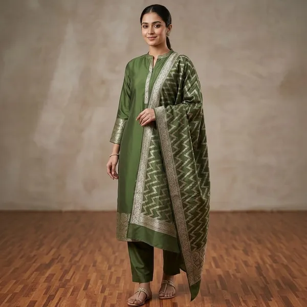 Mehndi_Banarasi_Unstitched_Suit_Fabric_|_Cotton_Silk_Dress_Material_with_Zari_Weaving
