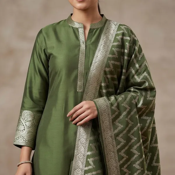 Mehndi_Banarasi_Unstitched_Suit_Fabric_|_Cotton_Silk_Dress_Material_with_Zari_Weaving