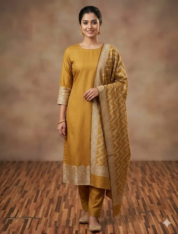 Mustard_Banarasi_Unstitched_Suit_Fabric_|_Cotton_Silk_Dress_Material_with_Zari_Weaving