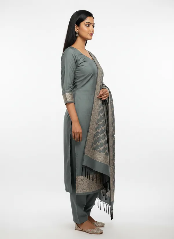 Teal_Blue_Banarasi_Unstitched_Suit_Fabric_|_Cotton_Silk_Dress_Material_with_Zari_Weaving