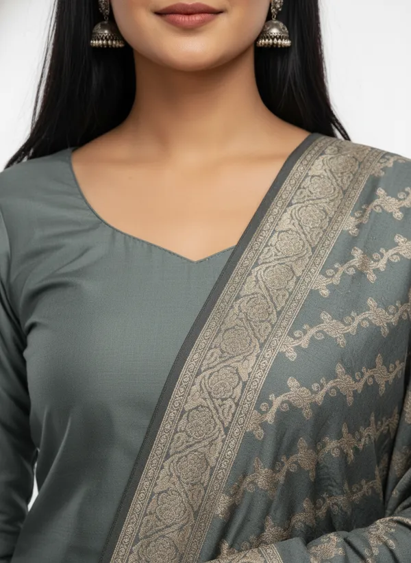 Teal_Blue_Banarasi_Unstitched_Suit_Fabric_|_Cotton_Silk_Dress_Material_with_Zari_Weaving