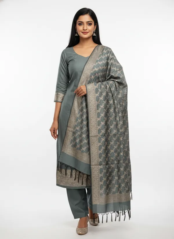 Teal_Blue_Banarasi_Unstitched_Suit_Fabric_|_Cotton_Silk_Dress_Material_with_Zari_Weaving