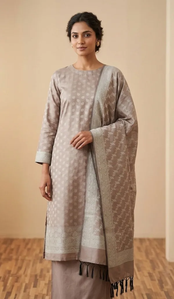 Copper_Banarasi_Unstitched_Suit_Fabric_|_Silk_Dress_Material_with_Zari_Weaving