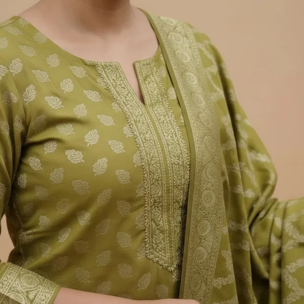 Mehndi_Banarasi_Unstitched_Suit_Fabric_|_Silk_Dress_Material_with_Zari_Weaving