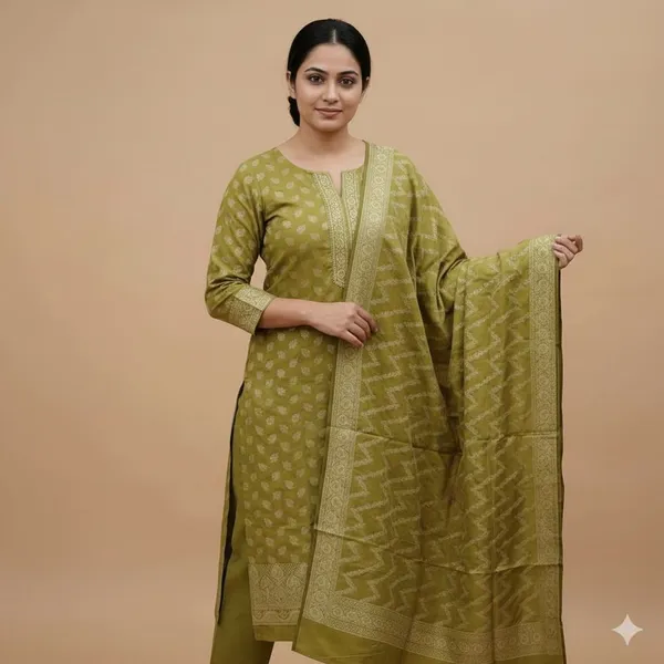 Mehndi_Banarasi_Unstitched_Suit_Fabric_|_Silk_Dress_Material_with_Zari_Weaving