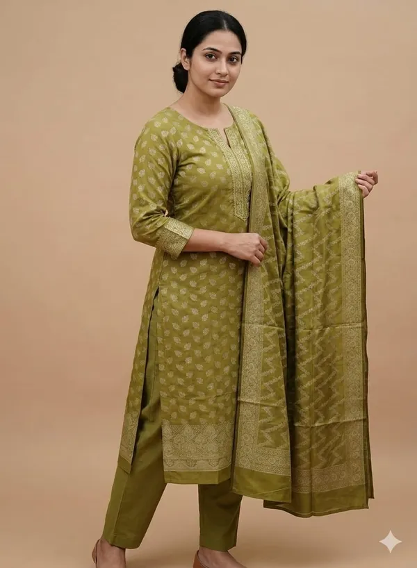 Mehndi_Banarasi_Unstitched_Suit_Fabric_|_Silk_Dress_Material_with_Zari_Weaving