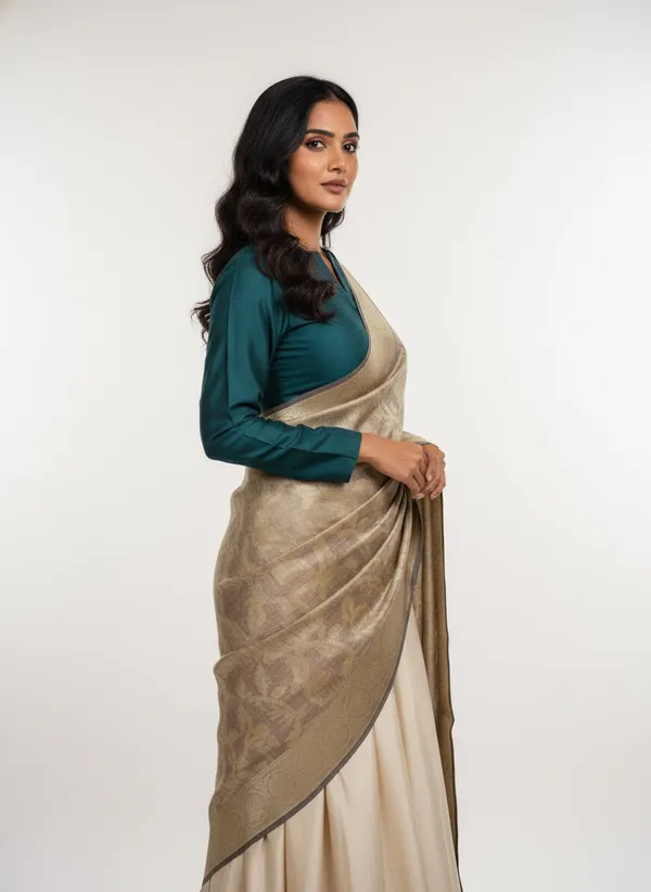Brown_Banarasi_Jaal_Work__/_Self-Color_Cotton_Silk_Zari_Checkered_Dupatta_For_Women