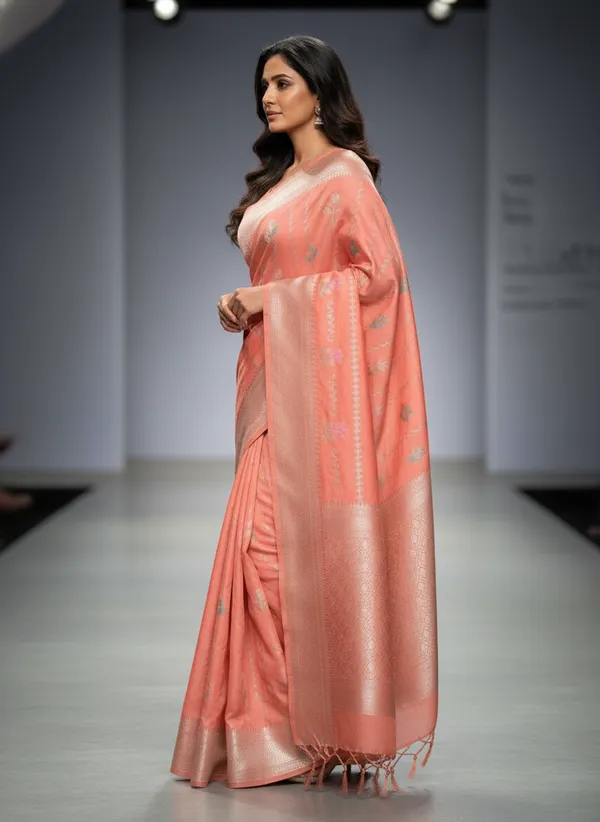 Peach_Banarasi_Silk_Meena_Work_Zari_Weaved_Saree
