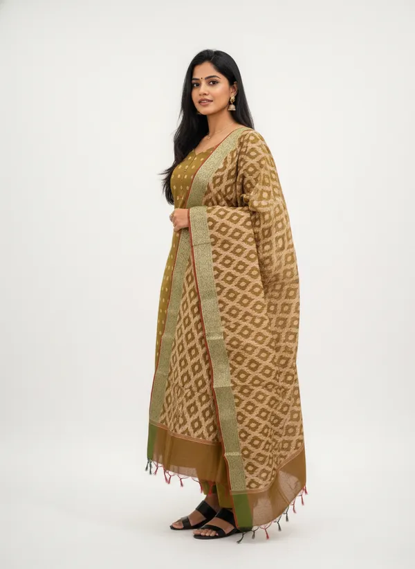 Mehendi_Banarasi_Women's_Unstitched_Suit_Material_With_Dupatta_For_Women