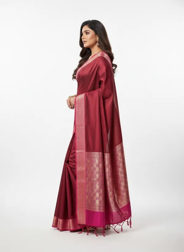 Maroon_Banarasi_Plain_Border_Silk_Saree_with_Contrast_Aachal