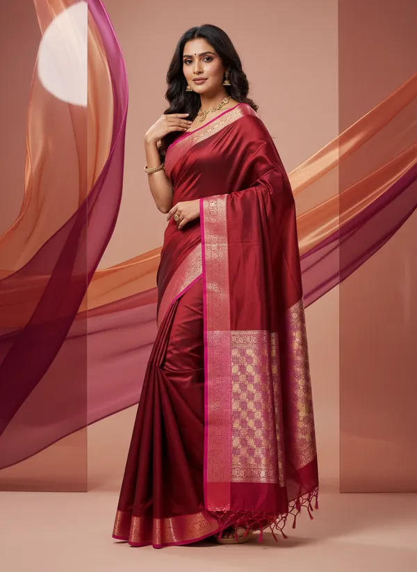 Maroon_Banarasi_Plain_Border_Silk_Saree_with_Contrast_Aachal