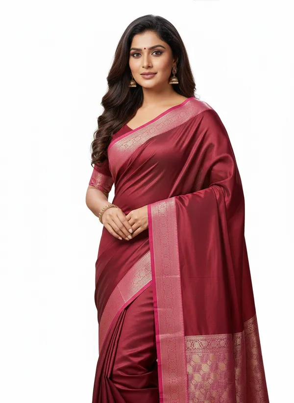 Maroon_Banarasi_Plain_Border_Silk_Saree_with_Contrast_Aachal