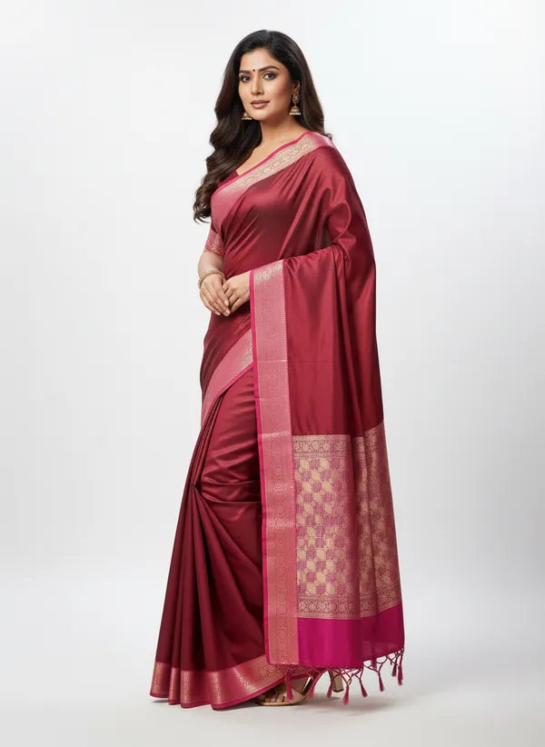 Maroon_Banarasi_Plain_Border_Silk_Saree_with_Contrast_Aachal