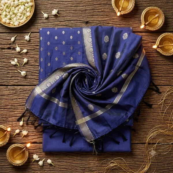 Navy_Blue_Banarasi_Unstitched_Suit_Fabric_|_Cotton_Silk_Dress_Material_with_Zari_Weaving