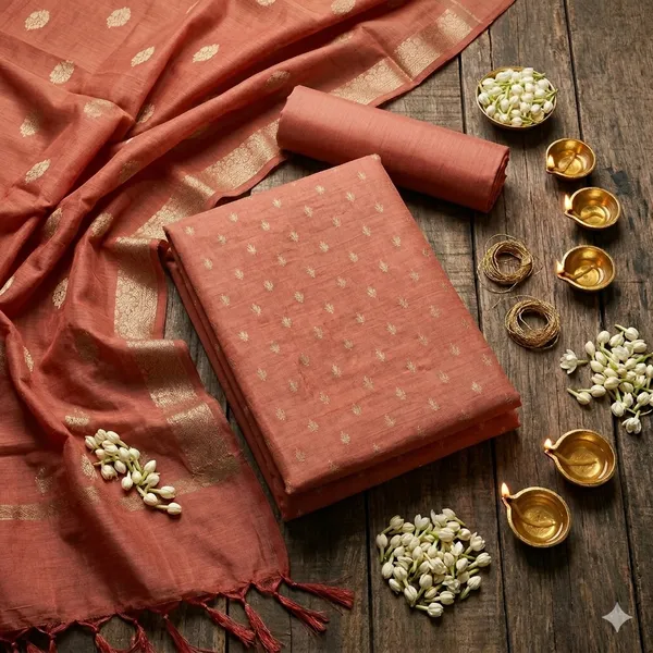 Peach_Banarasi_Unstitched_Suit_Fabric_|_Cotton_Silk_Dress_Material_with_Zari_Weaving