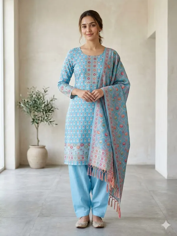 Light_Blue_Unstitched_Suit_Fabric_|_Cotton_Silk_Dress_Material_with_Thread_Weaving