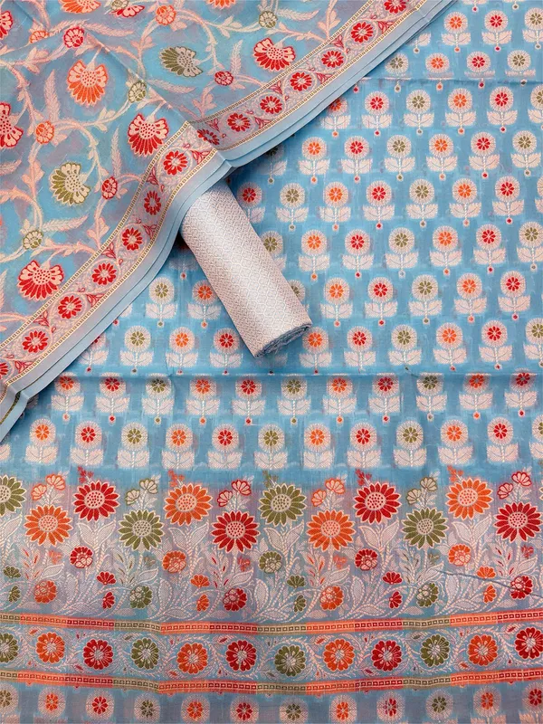 Light_Blue_Unstitched_Suit_Fabric_|_Cotton_Silk_Dress_Material_with_Thread_Weaving