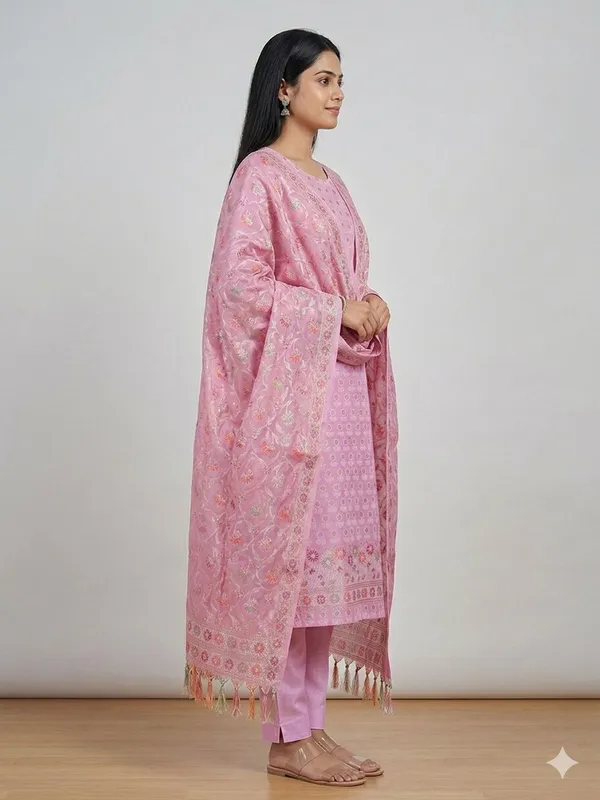 Light_Purple_Unstitched_Suit_Fabric_|_Cotton_Silk_Dress_Material_with_Thread_Weaving