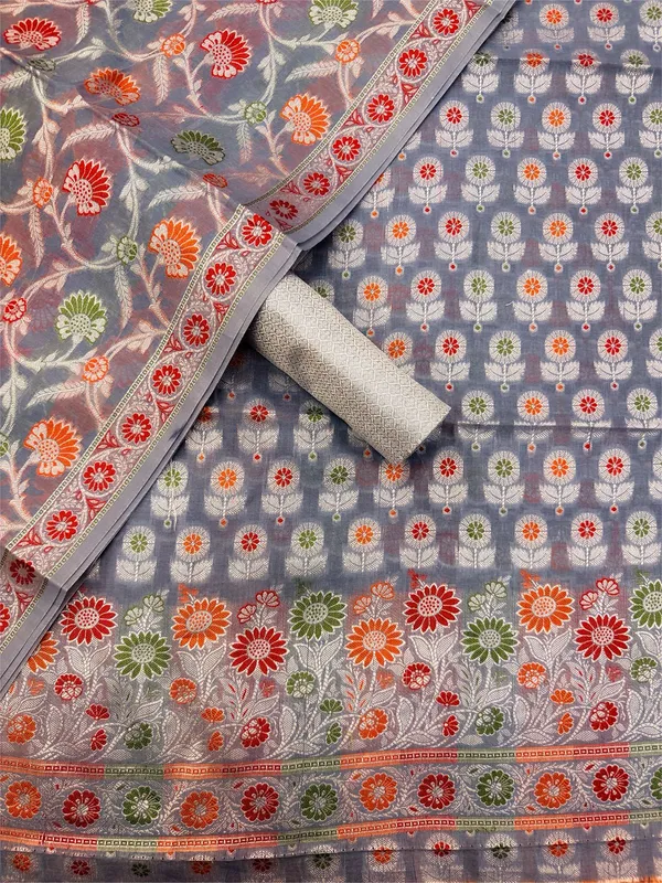 Grey_Unstitched_Suit_Fabric_|_Cotton_Silk_Dress_Material_with_Thread_Weaving