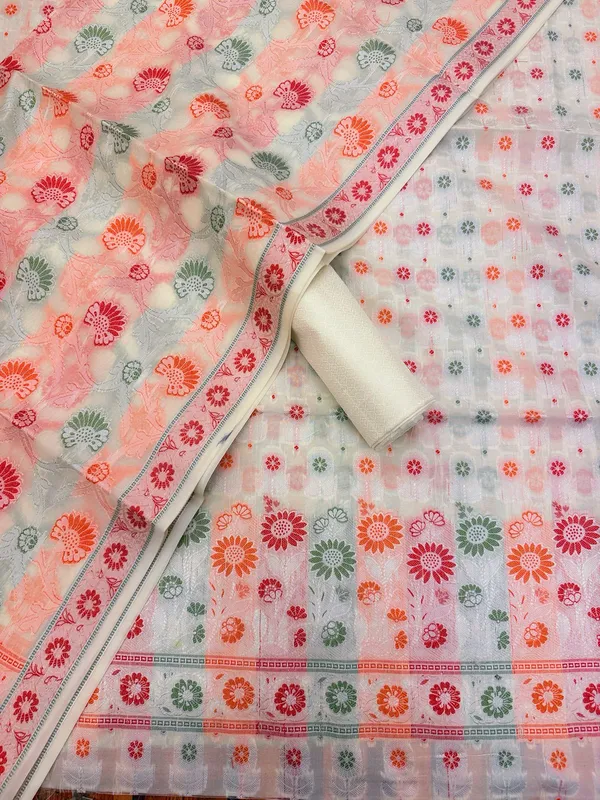 Cream_Unstitched_Suit_Fabric_|_Cotton_Silk_Dress_Material_with_Thread_Weaving