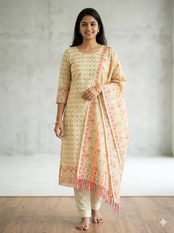 Cream_Unstitched_Suit_Fabric_|_Cotton_Silk_Dress_Material_with_Thread_Weaving