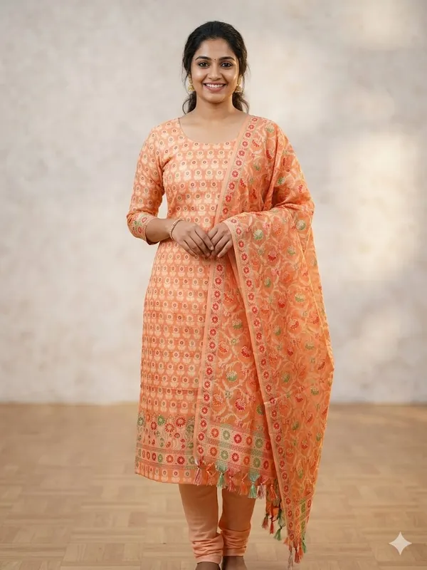 Peach_Unstitched_Suit_Fabric_|_Cotton_Silk_Dress_Material_with_Thread_Weaving
