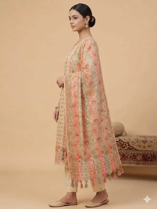 Beige_Unstitched_Suit_Fabric_|_Cotton_Silk_Dress_Material_with_Thread_Weaving