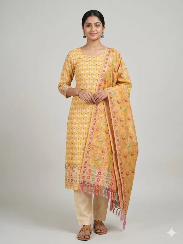 Mustard_Unstitched_Suit_Fabric_|_Cotton_Silk_Dress_Material_with_Thread_Weaving