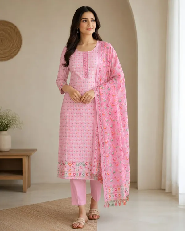 Light_Pink_Unstitched_Suit_Fabric_|_Cotton_Silk_Dress_Material_with_Thread_Weaving