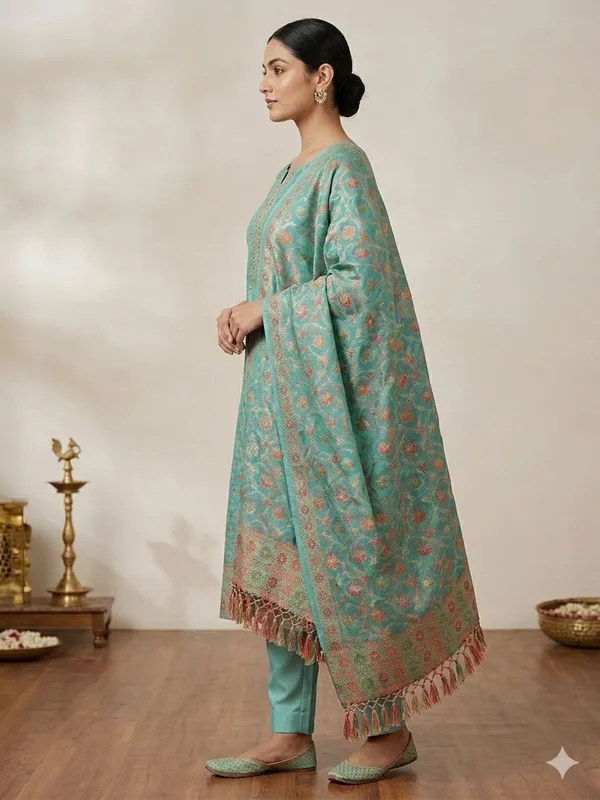 Sea_Green_Unstitched_Suit_Fabric_|_Cotton_Silk_Dress_Material_with_Thread_Weaving