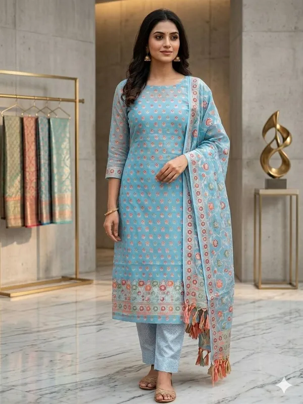 Light_Blue_Unstitched_Suit_Fabric_|_Cotton_Silk_Dress_Material_with_Thread_Weaving