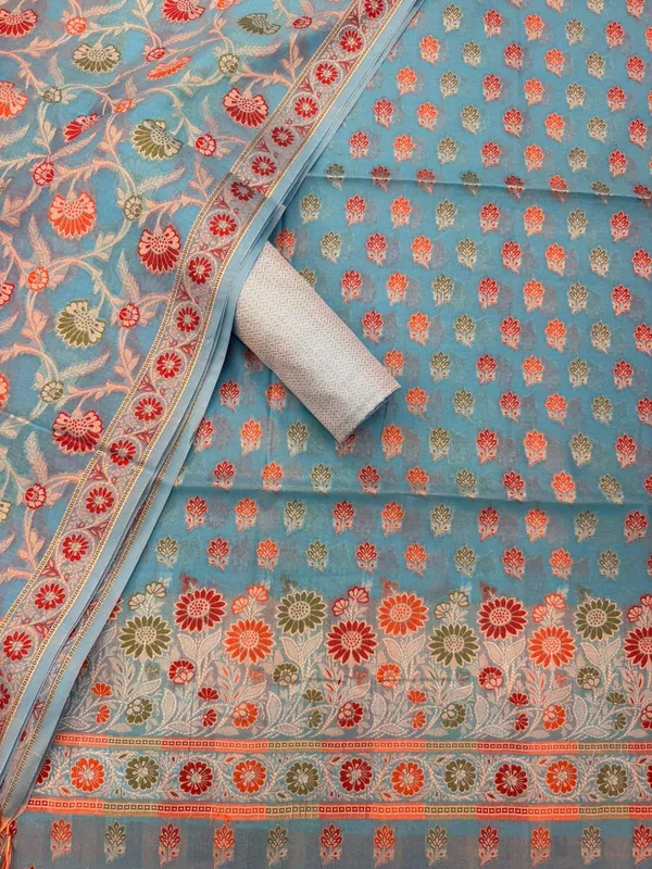 Light_Blue_Unstitched_Suit_Fabric_|_Cotton_Silk_Dress_Material_with_Thread_Weaving