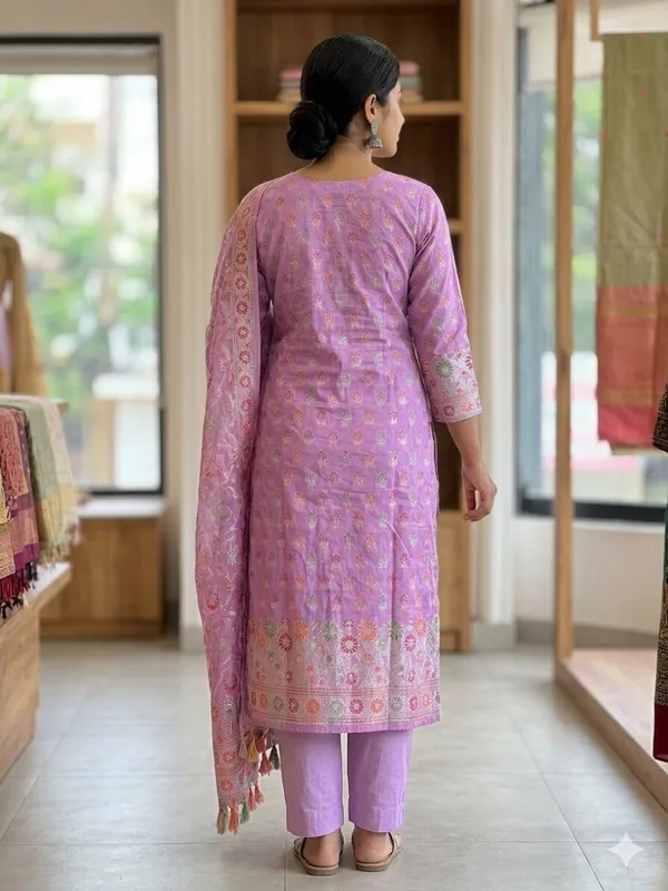 Light_Purple_Unstitched_Suit_Fabric_|_Cotton_Silk_Dress_Material_with_Thread_Weaving