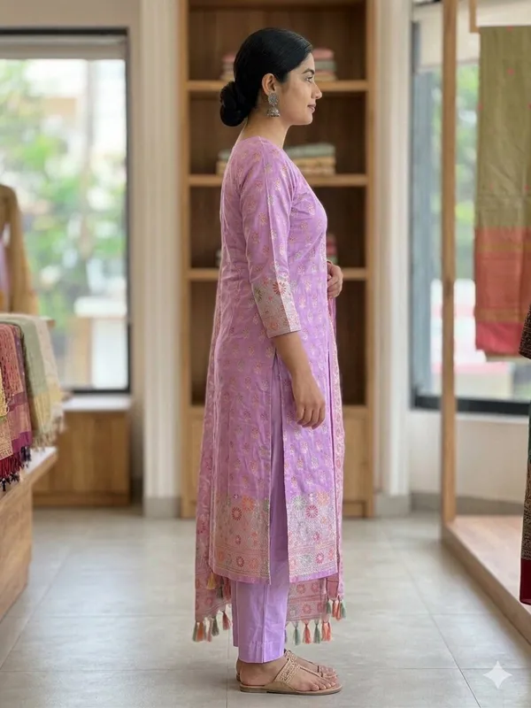 Light_Purple_Unstitched_Suit_Fabric_|_Cotton_Silk_Dress_Material_with_Thread_Weaving