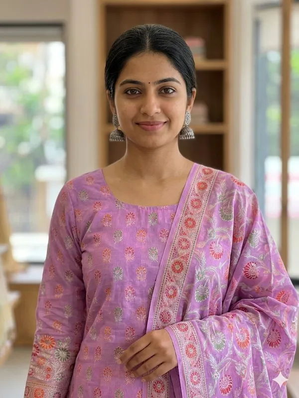 Light_Purple_Unstitched_Suit_Fabric_|_Cotton_Silk_Dress_Material_with_Thread_Weaving