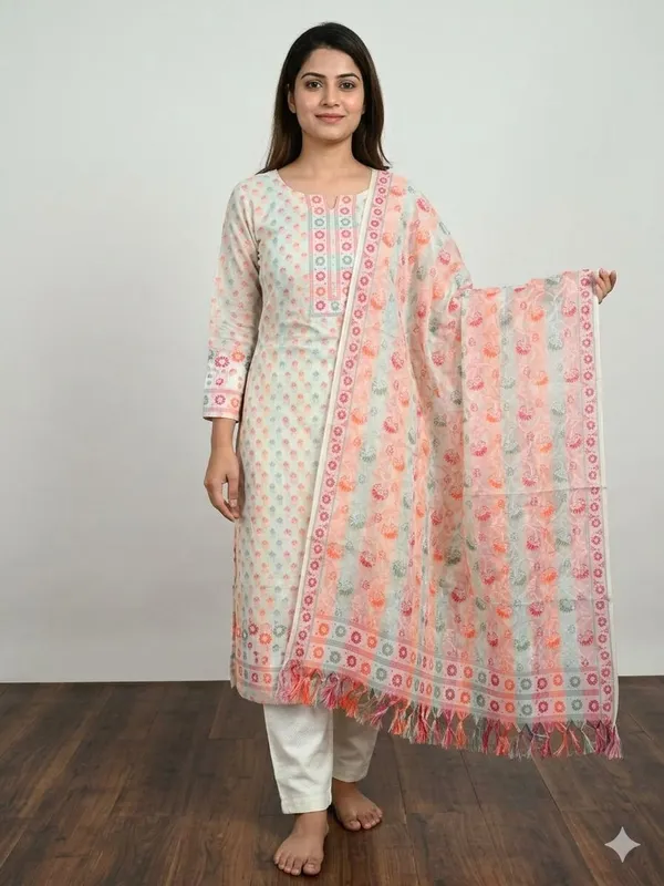 Cream_Unstitched_Suit_Fabric_|_Cotton_Silk_Dress_Material_with_Thread_Weaving