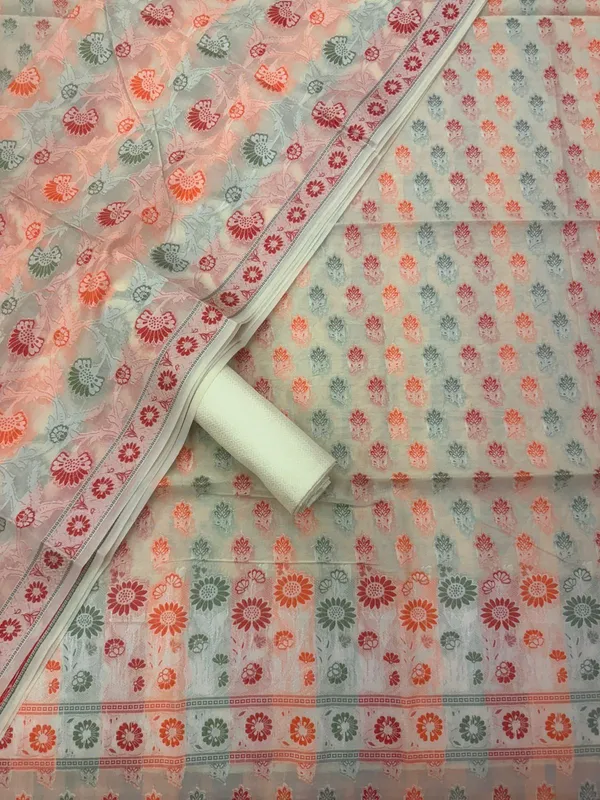Cream_Unstitched_Suit_Fabric_|_Cotton_Silk_Dress_Material_with_Thread_Weaving
