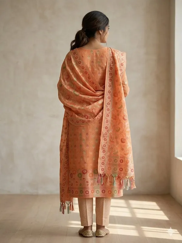 Peach_Unstitched_Suit_Fabric_|_Cotton_Silk_Dress_Material_with_Thread_Weaving