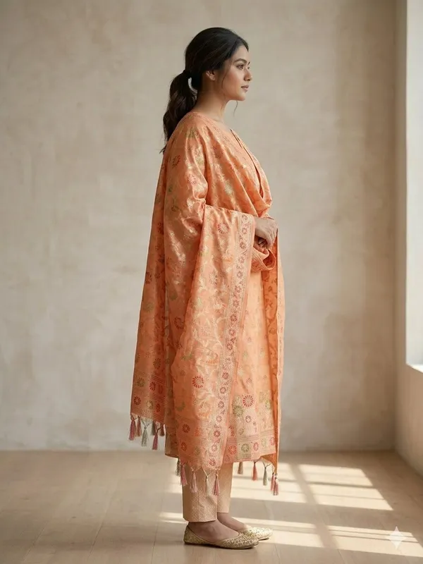 Peach_Unstitched_Suit_Fabric_|_Cotton_Silk_Dress_Material_with_Thread_Weaving