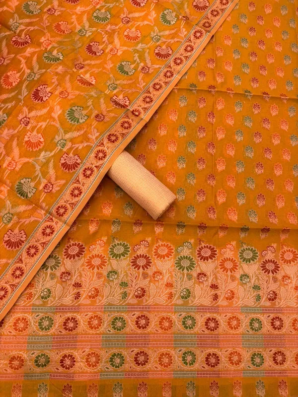 Peach_Unstitched_Suit_Fabric_|_Cotton_Silk_Dress_Material_with_Thread_Weaving